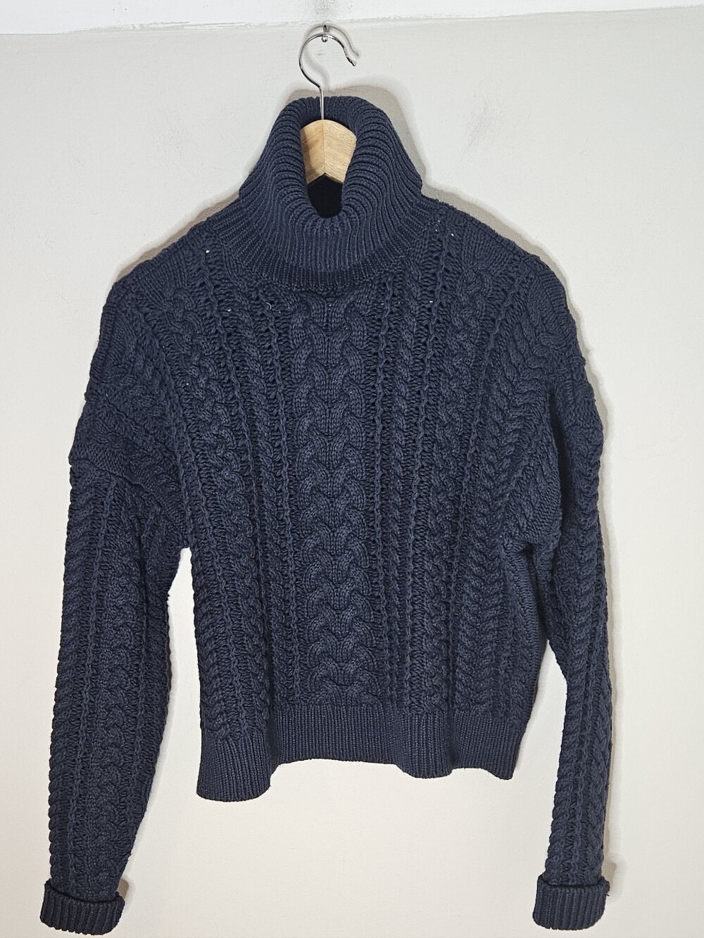Lauren Ralph Lauren Black Label Turtleneck Cableknit Sweater Cotton Blend M